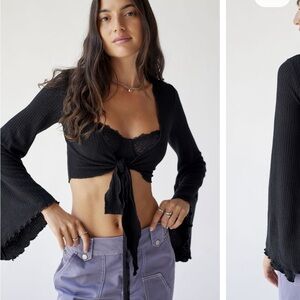 UO Ribber Tie Front Top